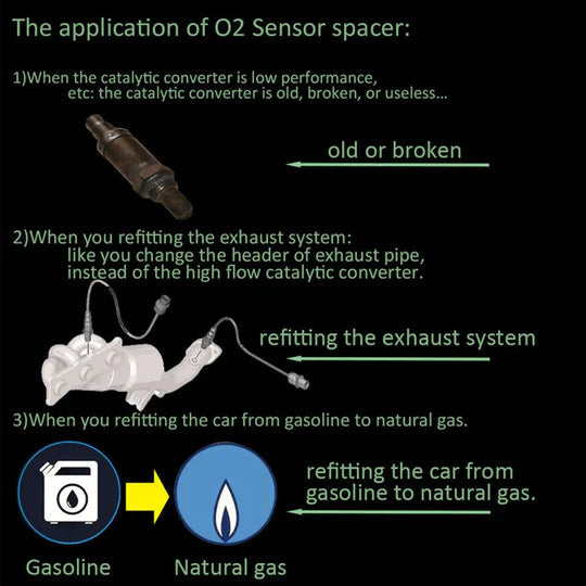 Oxygen Sensor Adapter with Built-in Catalytic Converter for Check Engine Light Fix - M18*1.5 Stainless Steel 1