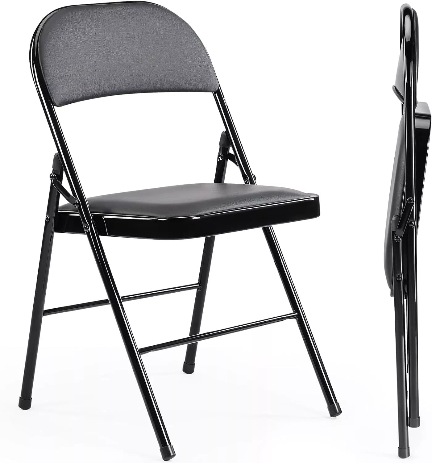Padded Folding Chair Set of 2 with Metal Back – Comfortable Foldable Chairs for Indoor and Outdoor Use 0