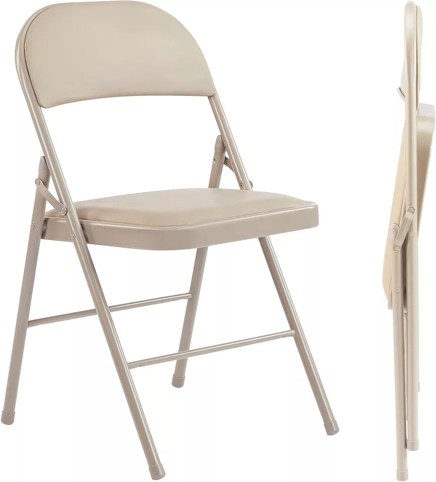 Padded Folding Chair Set of 2 with Metal Back – Comfortable Foldable Chairs for Indoor and Outdoor Use 1