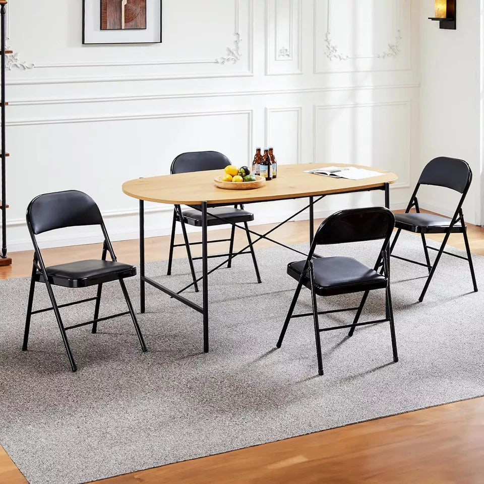 Padded Folding Chair Set of 2 with Metal Back – Comfortable Foldable Chairs for Indoor and Outdoor Use 2