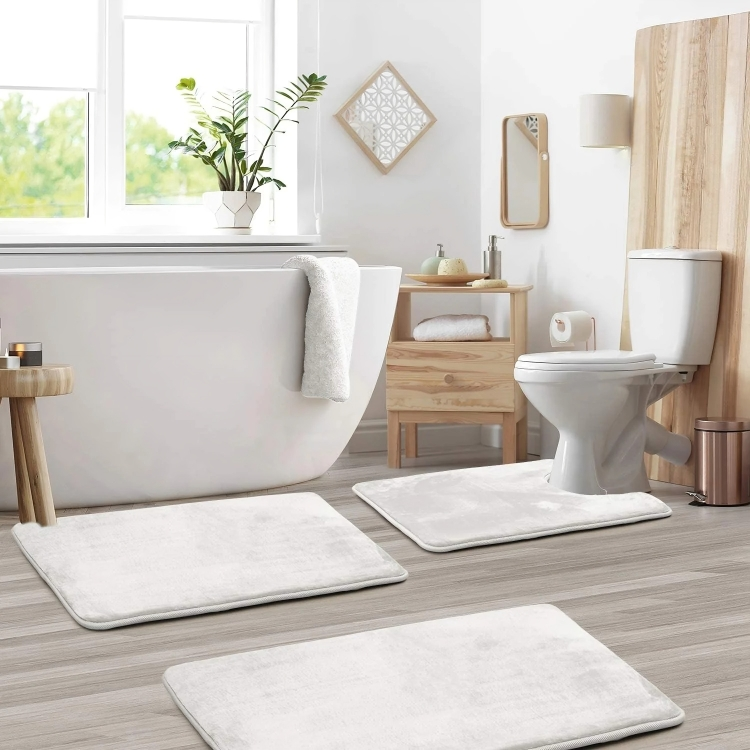 Plush Memory Foam Bathroom Mat Set with Non-Slip Backing – Quick-Dry and Comfortable 6