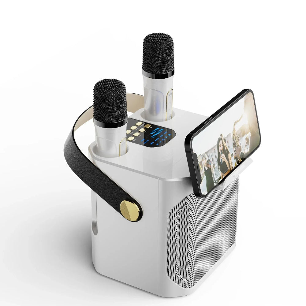 Portable Bluetooth Karaoke Speaker with Dual Wireless Microphones and 360° Sound 1