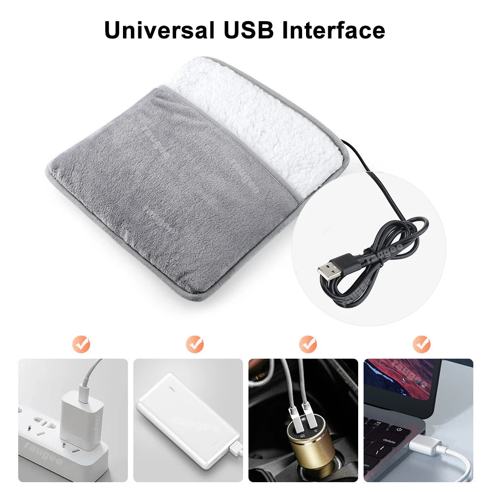 Portable Electric Heating Pad for Feet – Soft Flannel Warmer Mat with USB Connection for Home Use