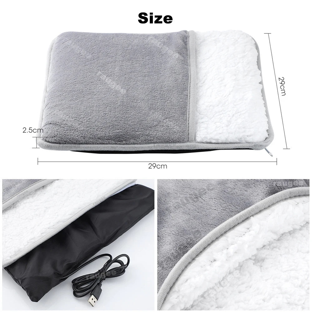 Portable Electric Heating Pad for Feet – Soft Flannel Warmer Mat with USB Connection for Home Use