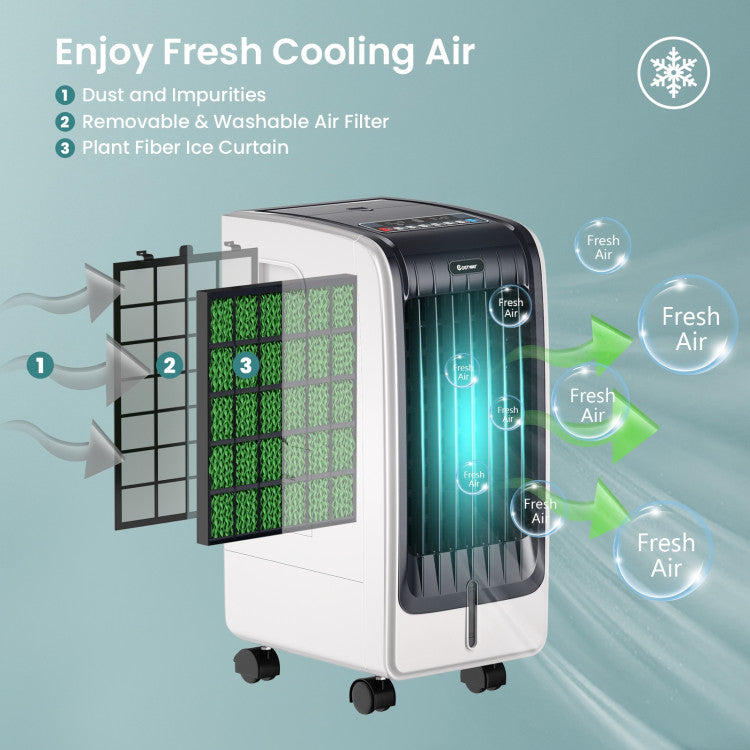 Portable Evaporative Cooler with 3-Speed Fan and 8-Hour Timer – Ideal for Home and Office 7