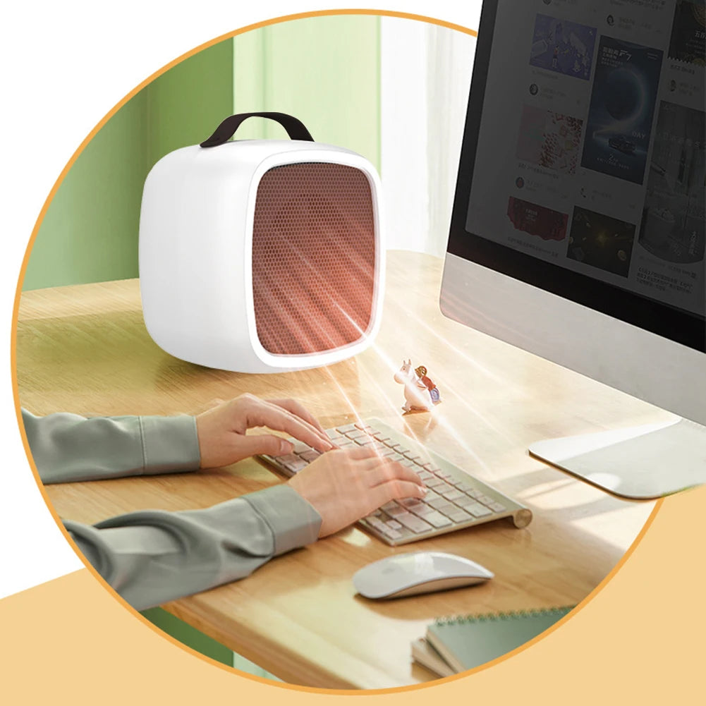 Portable Mini Heater 500W PTC-Ceramic Technology – Quiet Small Space Electric Heater for Fast Heating in Small Rooms