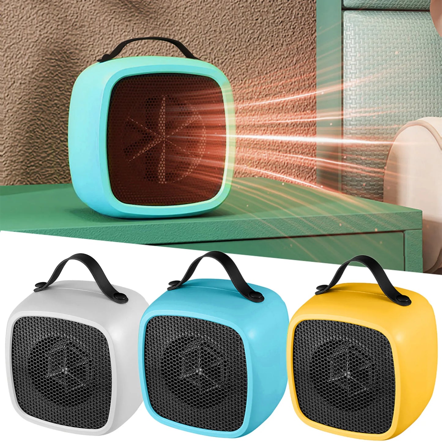 Portable Mini Heater 500W PTC-Ceramic Technology – Quiet Small Space Electric Heater for Fast Heating in Small Rooms