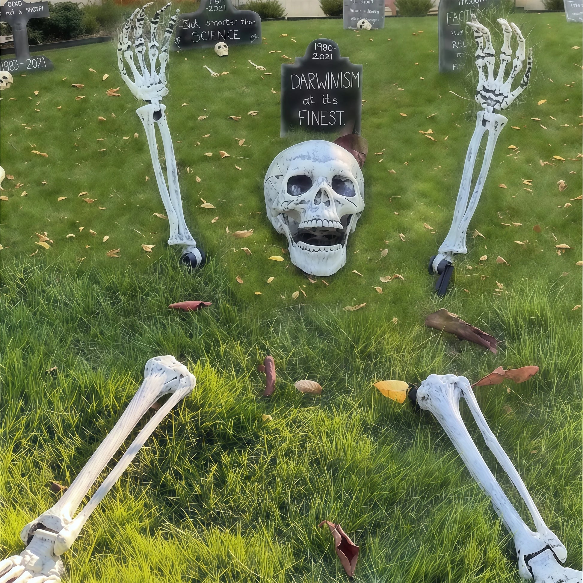 Realistic Halloween Decorations Outdoor – Lifelike Skeleton Stake with Arm and Leg Bones for Spooky Yard Decor 0