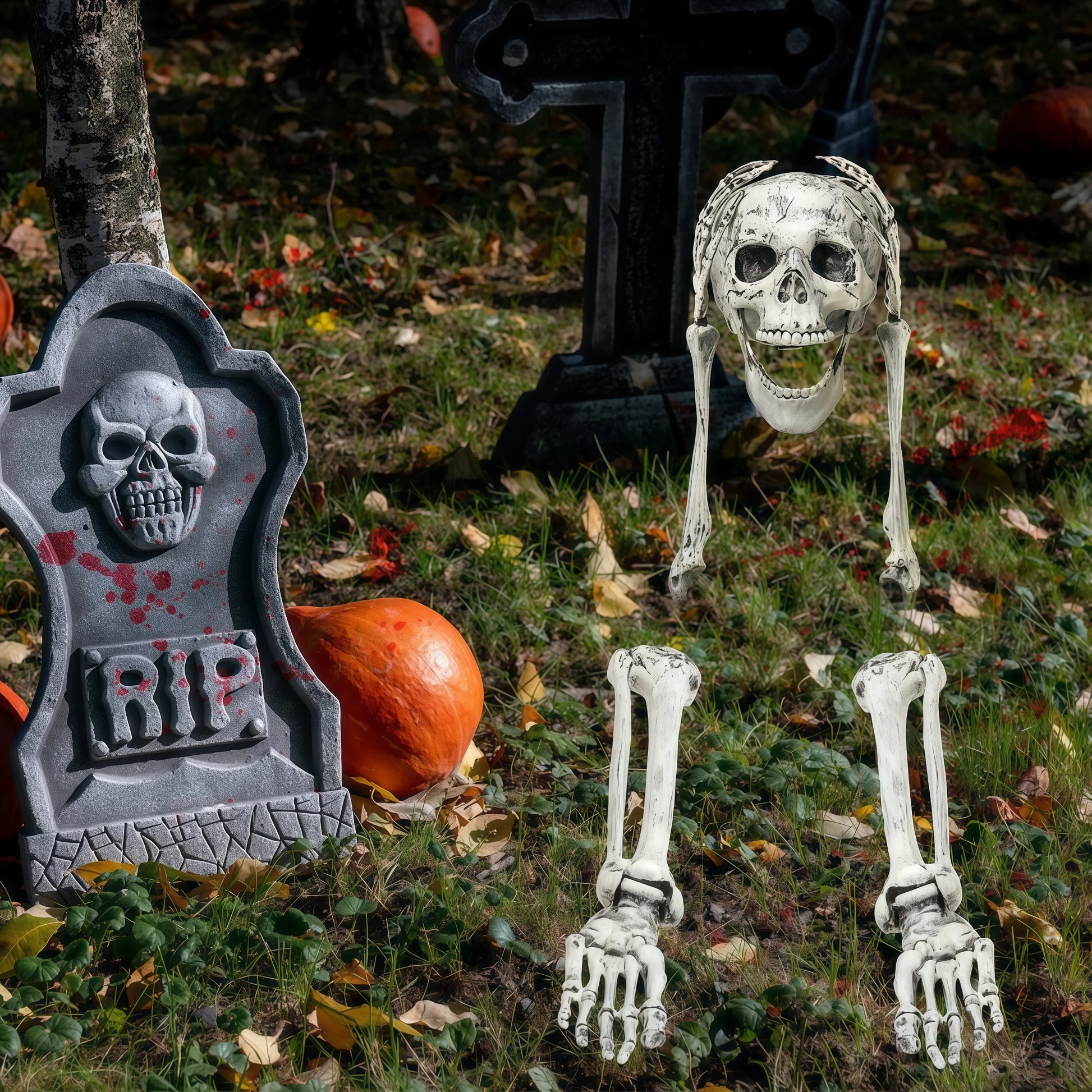 Realistic Halloween Decorations Outdoor – Lifelike Skeleton Stake with Arm and Leg Bones for Spooky Yard Decor 2