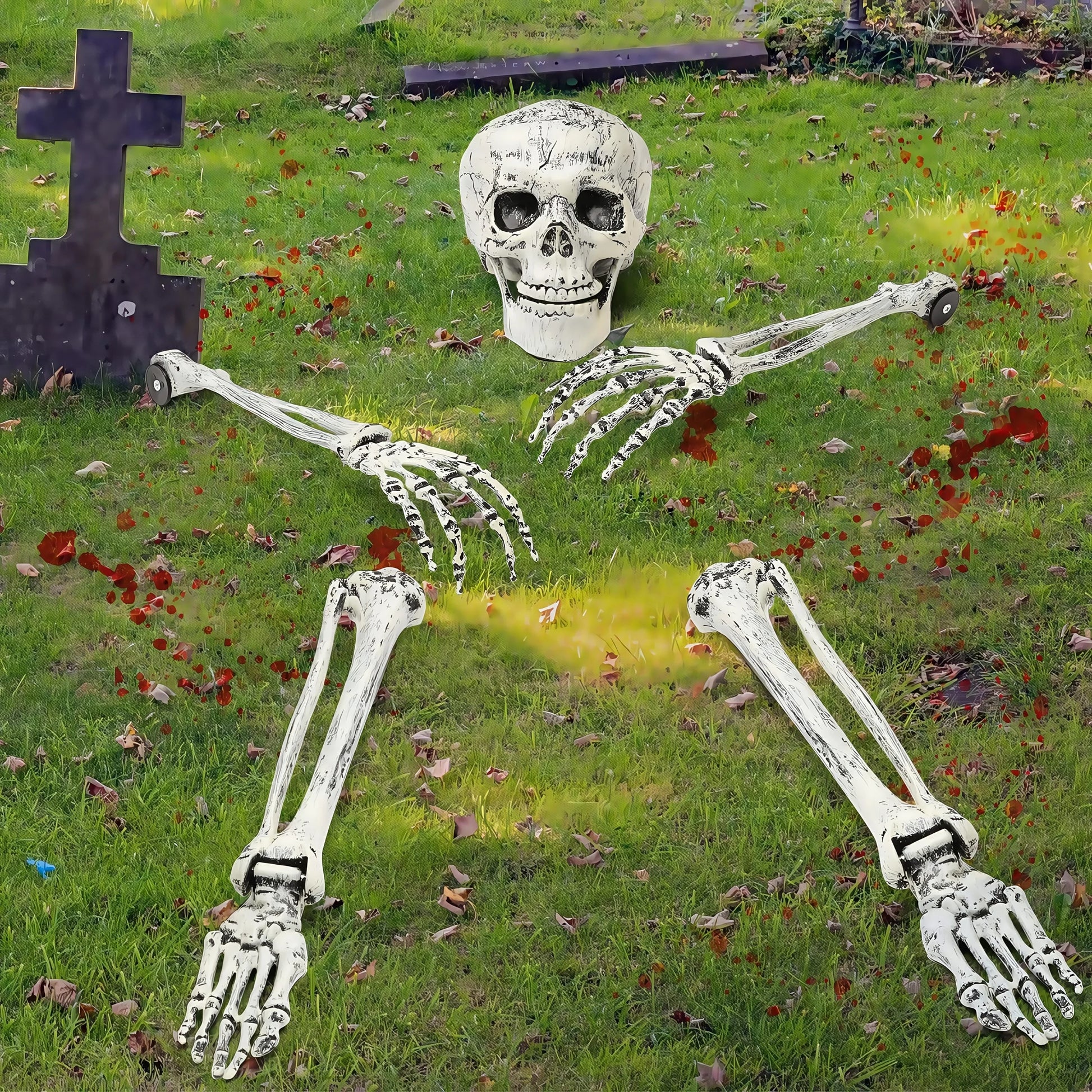 Realistic Halloween Decorations Outdoor – Lifelike Skeleton Stake with Arm and Leg Bones for Spooky Yard Decor 4