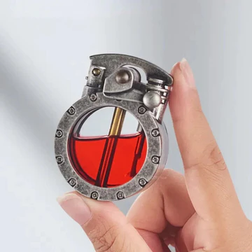 Retro Rocker Windproof Lighter with Transparent Fuel Tank – Vintage Style and Compact Design 3