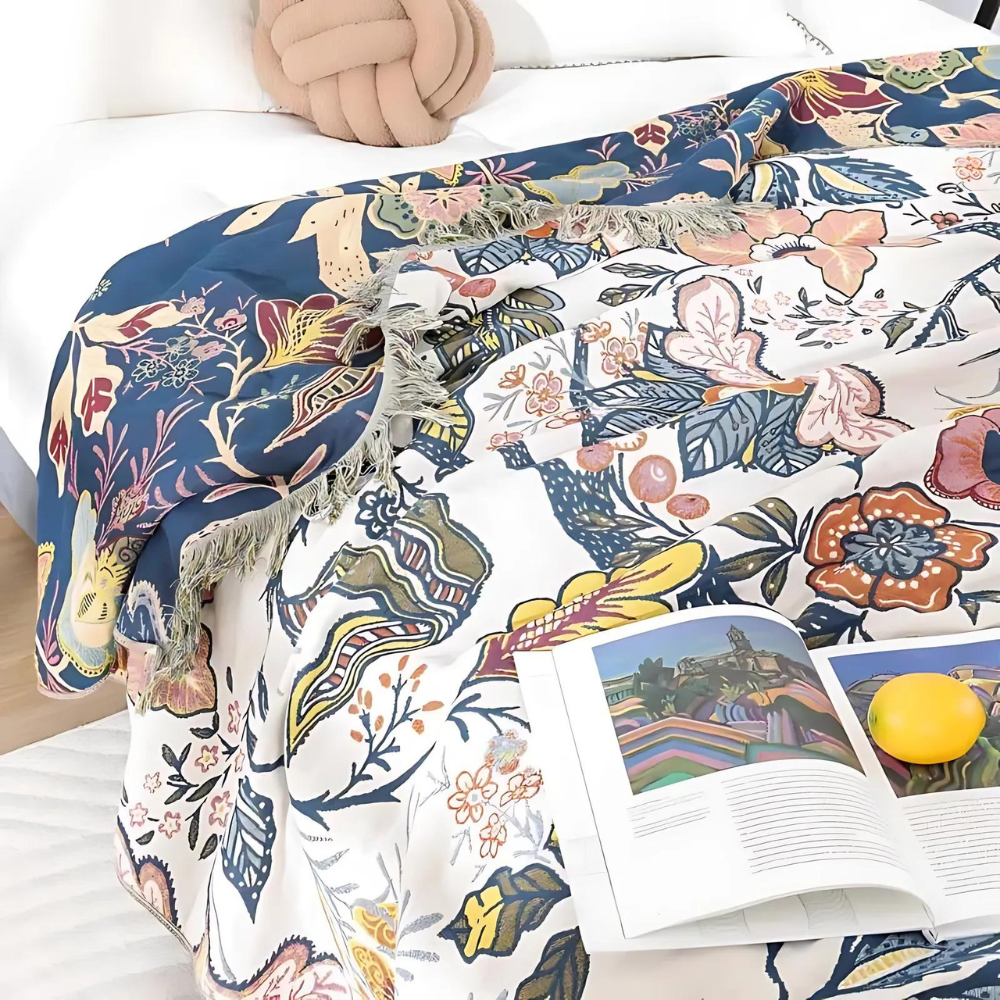 Reversible Floral Cotton Throw Blanket – Lightweight and Stylish Home Accent 6