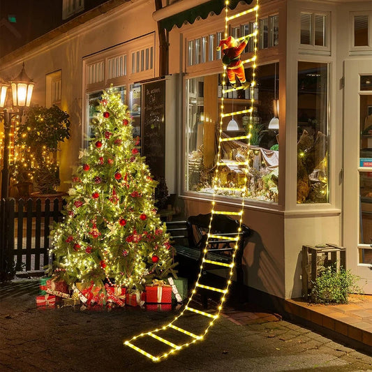 Santa Claus Climbing Ladder String Lights – USB LED Christmas Decorations with 8 Color Modes for Indoor/Outdoor Use 0