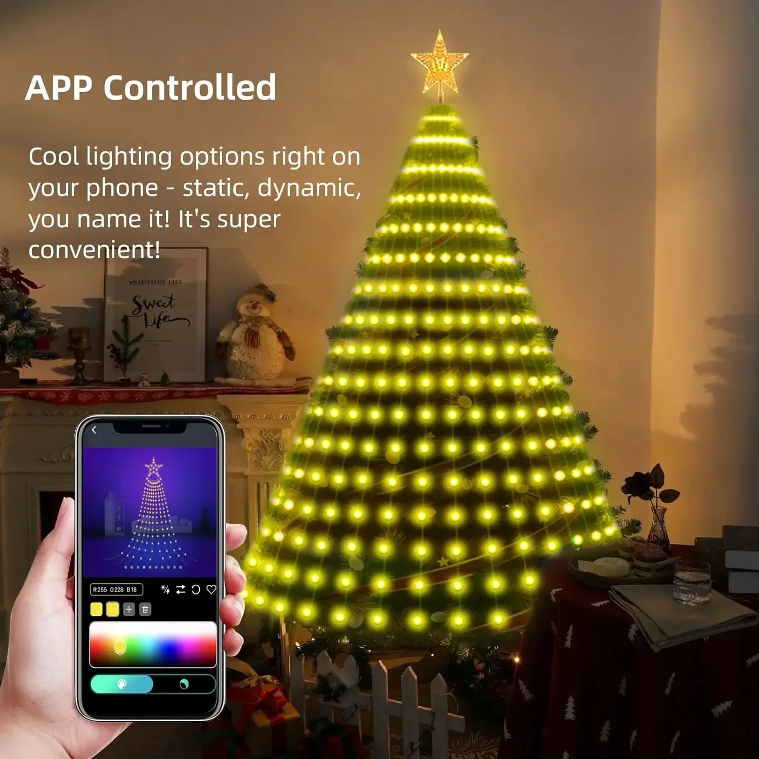 Smart RGB Christmas Tree Star Lights with Remote Control, Music Sync, 400 Ultra Bright LEDs, Waterproof for Indoor/Outdoor Use 3