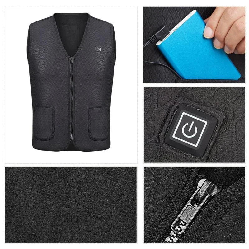 Smart USB Heated Jacket with 9 Heating Zones and 3 Temperature Settings for Men and Women - Ideal for Hiking and Cycling 4