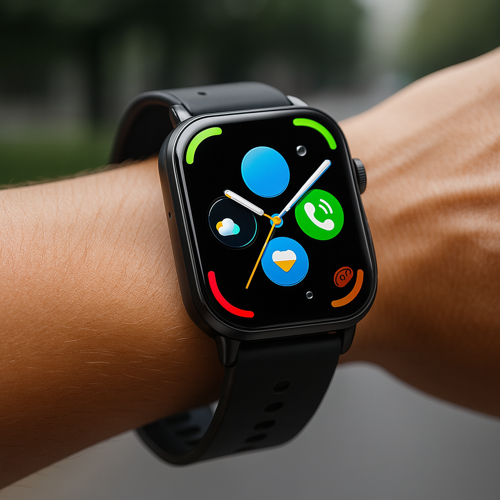 Smart Watch with 2.01-Inch Display, IP68 Waterproof, Heart Rate and Sleep Tracking – Black Silicone Strap 1