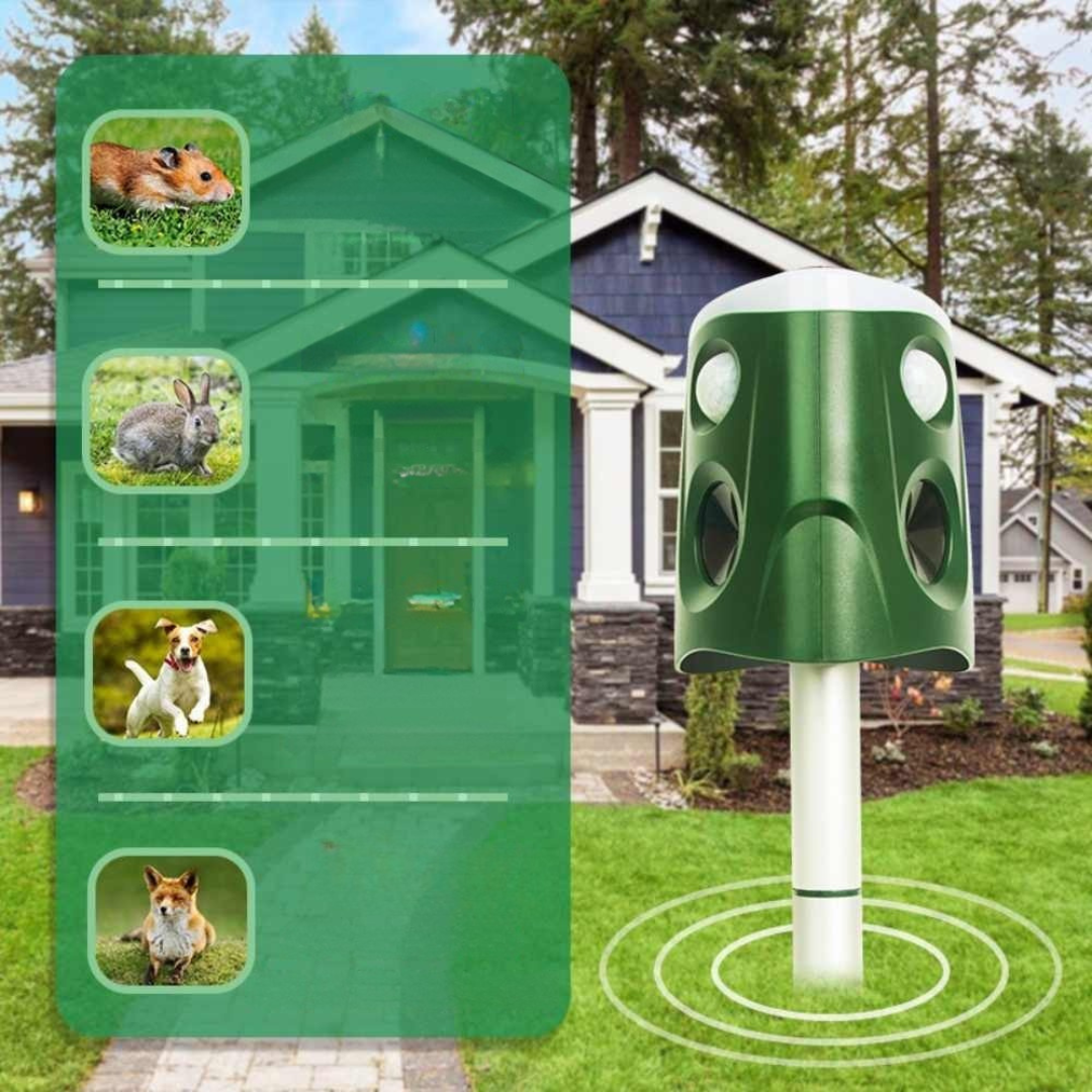 Solar-Powered Ultrasonic Animal Repellent with 360° Motion Sensor – Eco-Friendly Outdoor Deterrent 1
