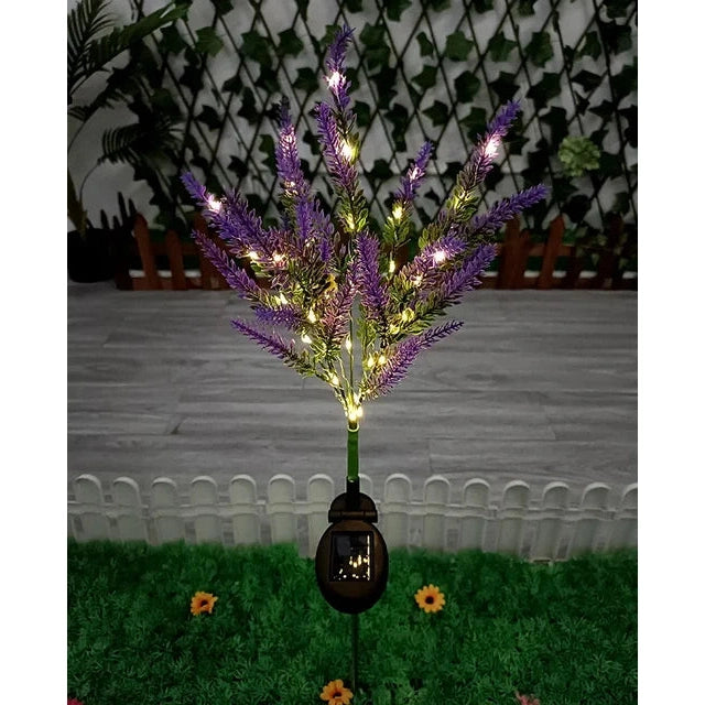Solar LED Garden Flower Lights - Waterproof Lavender Design for Outdoor Décor 0