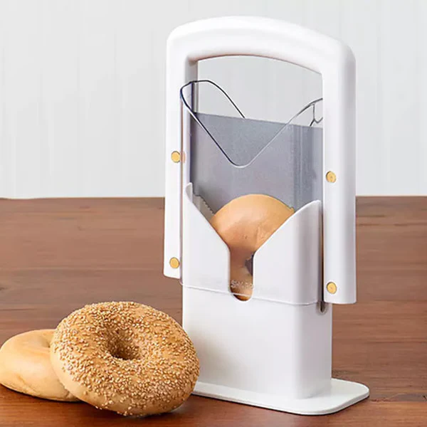 Stainless Steel Bagel Slicer with Safety Guard - Professional Bagel Cutter and Guillotine for Even Cuts 1