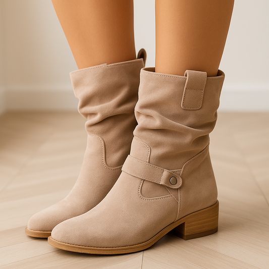 Stylish Black Suede Knee High Boots with Pleated Shaft – Comfortable Women's Footwear 0