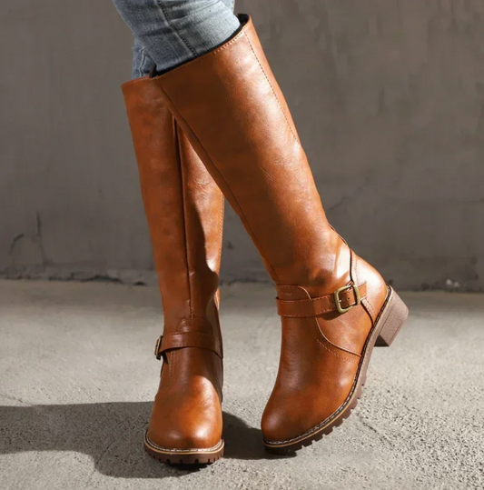 Stylish Knee High Boots with Buckle Strap – Comfortable Everyday Wear 0