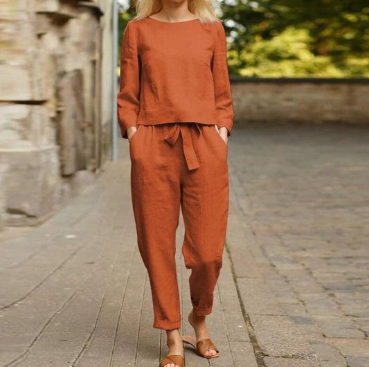 Stylish Linen Two-Piece Outfit for Spring and Summer – Comfortable and Unique Design 0