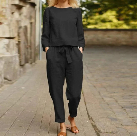 Stylish Linen Two-Piece Outfit for Spring and Summer – Comfortable and Unique Design 1