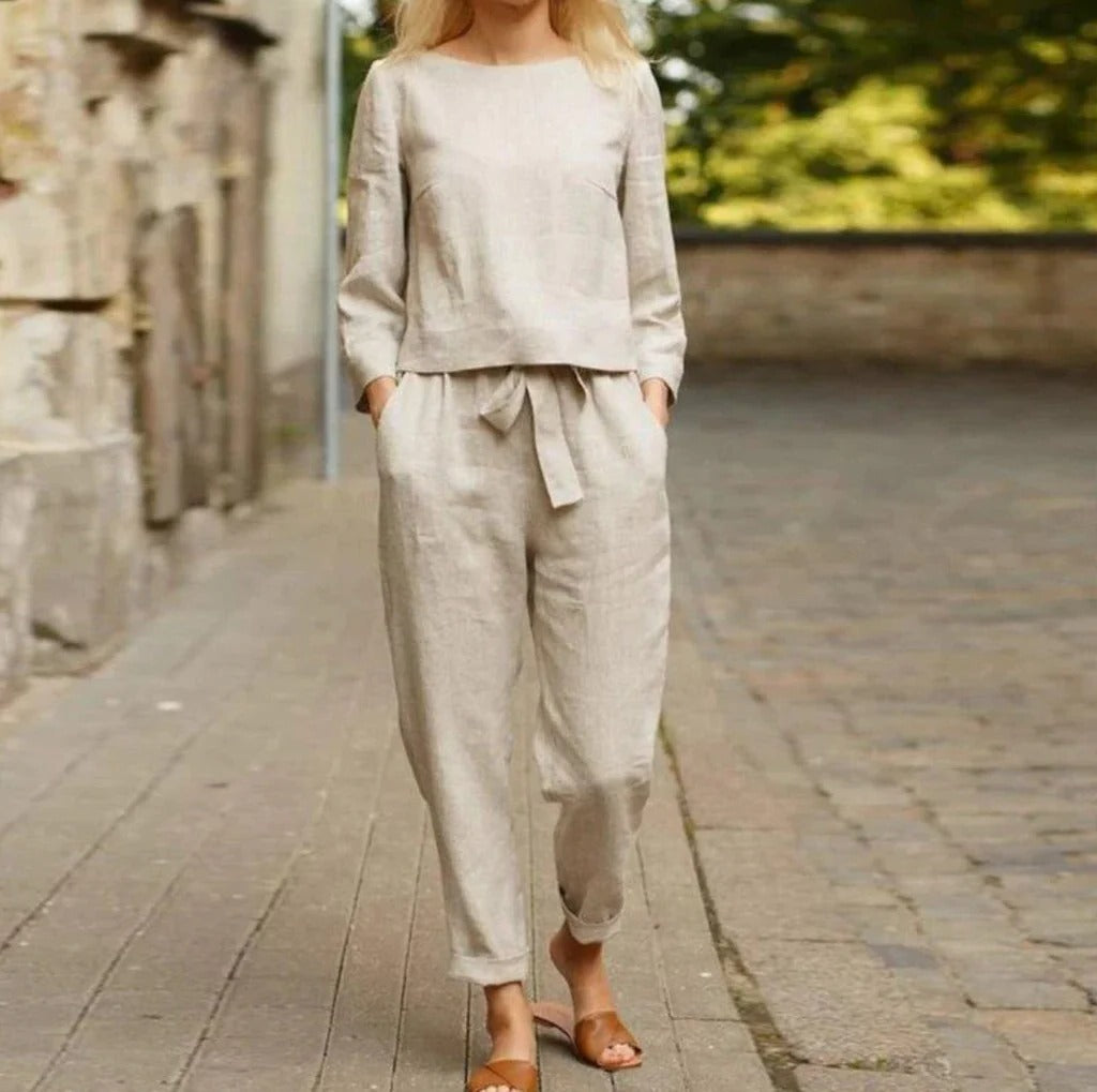 Stylish Linen Two-Piece Outfit for Spring and Summer – Comfortable and Unique Design 3