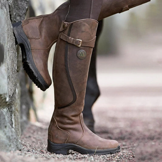 Stylish Waterproof Knee High Boots for Women with Adjustable Buckle Strap – Chic Black Long Boots for All-Weather Comfort 0