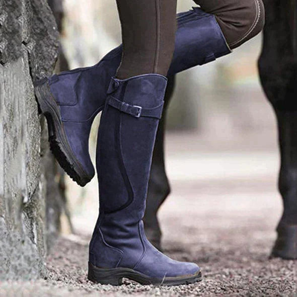 Stylish Waterproof Knee High Boots for Women with Adjustable Buckle Strap – Chic Black Long Boots for All-Weather Comfort 3