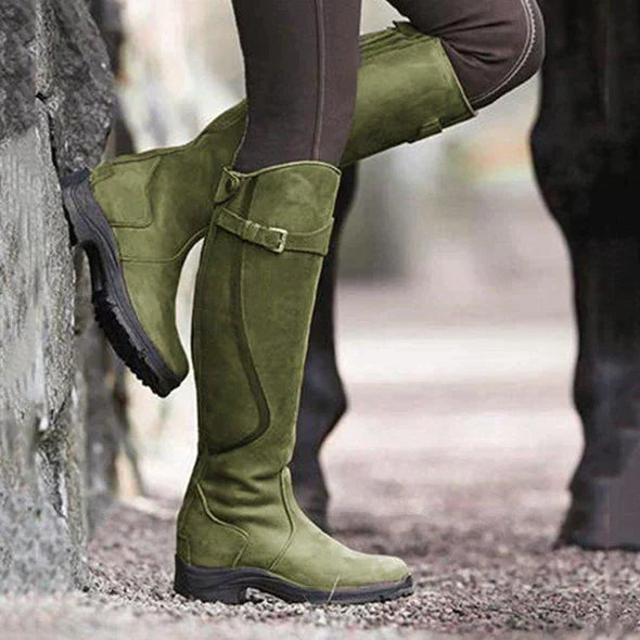 Stylish Waterproof Knee High Boots for Women with Adjustable Buckle Strap – Chic Black Long Boots for All-Weather Comfort 4