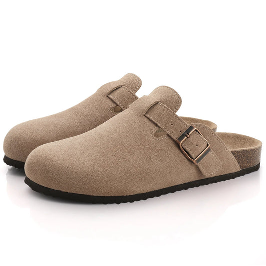Stylish Women’s Suede Mules with Cork Insole and Arch Support – Slip-On Comfort Shoes 0