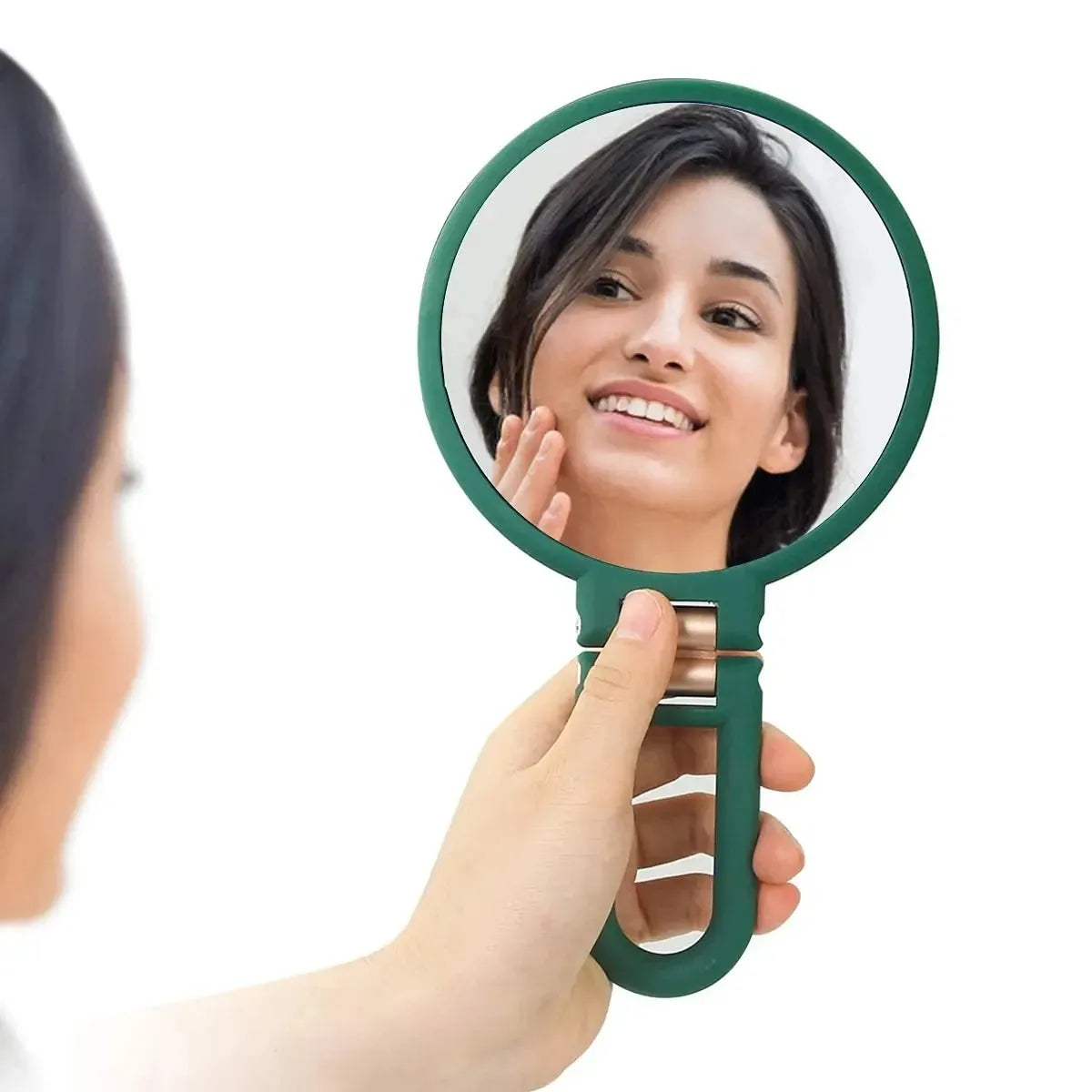 TRUZENIC Double-Sided Folding Handheld Makeup Mirror