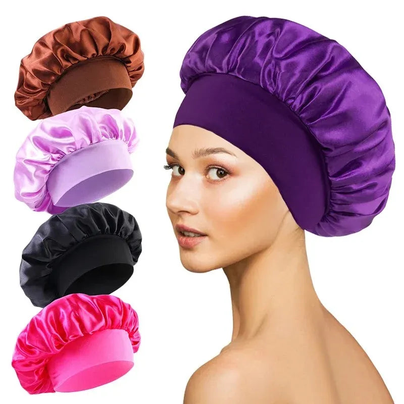 Satin Lined Sleep Bonnet – Soft Silk Hair Wrap Cap for Long Hair, Shower, or Salon Use-TRUZENIC