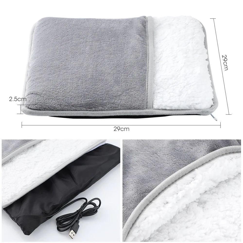 USB Electric Foot Warmer in Grey - Soft Washable Heated Foot Warmer with Flannel Fabric for Cozy Feet 5