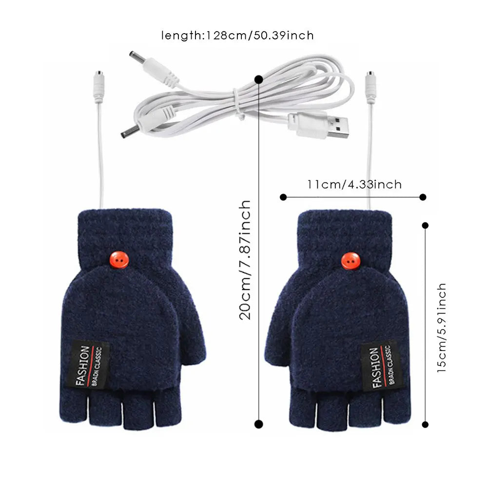 USB Electric Heated Gloves with Adjustable Temperature – Fingerless Design for Outdoor Activities, Dual-Sided Heating, One Size 4