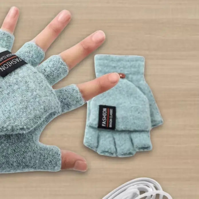 USB Electric Heated Gloves with Adjustable Temperature – Fingerless Design for Outdoor Activities, Dual-Sided Heating, One Size 5