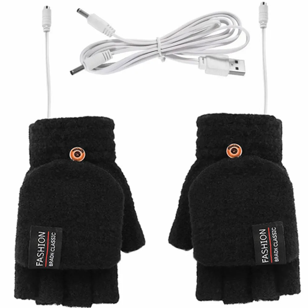 USB Electric Heated Gloves with Adjustable Temperature – Fingerless Design for Outdoor Activities, Dual-Sided Heating, One Size 8