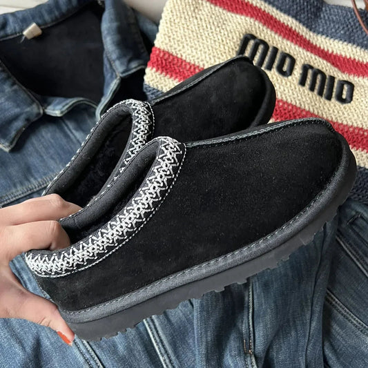 Ultra Mini Platform Ankle Booties for Women – Cozy Black Winter Boots with Fur Lining 0