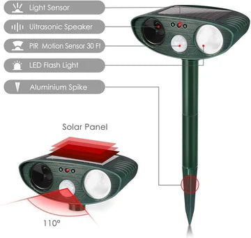 Ultrasonic Solar-Powered Chipmunk Repeller with Motion Sensor – Effective Animal Deterrent for Gardens and Yards 1