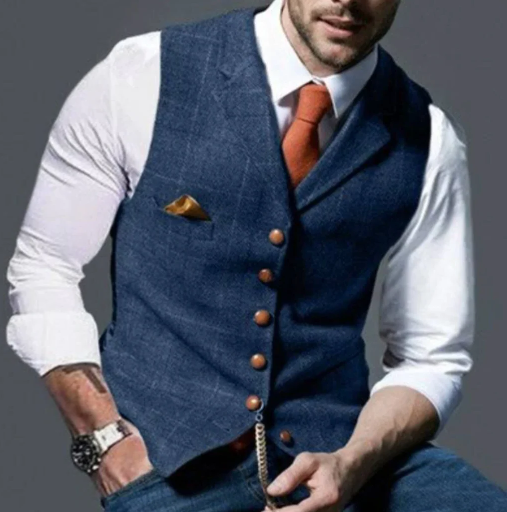 Vintage Mens Waistcoat in Luxurious Fabric – Timeless Classic Style for Formal and Casual Occasions 0