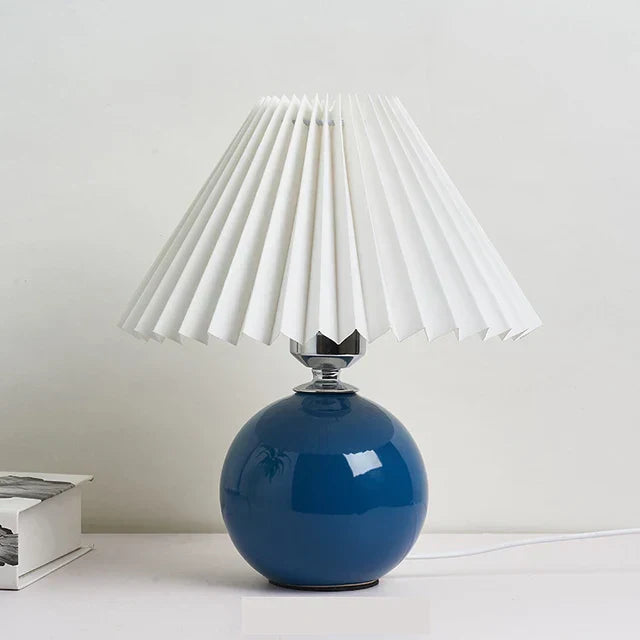 Vintage Table Lamp with Pleated Shade – Elegant Nightstand or Bedside Lamp for Living Room and Bedroom 3