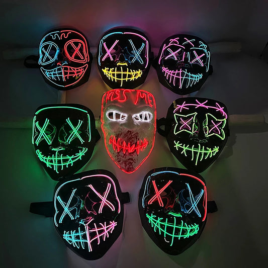Wireless LED Purge Mask with Multiple Lighting Modes for Halloween and Parties - Unisex, Battery Operated, Durable Plastic Material 1
