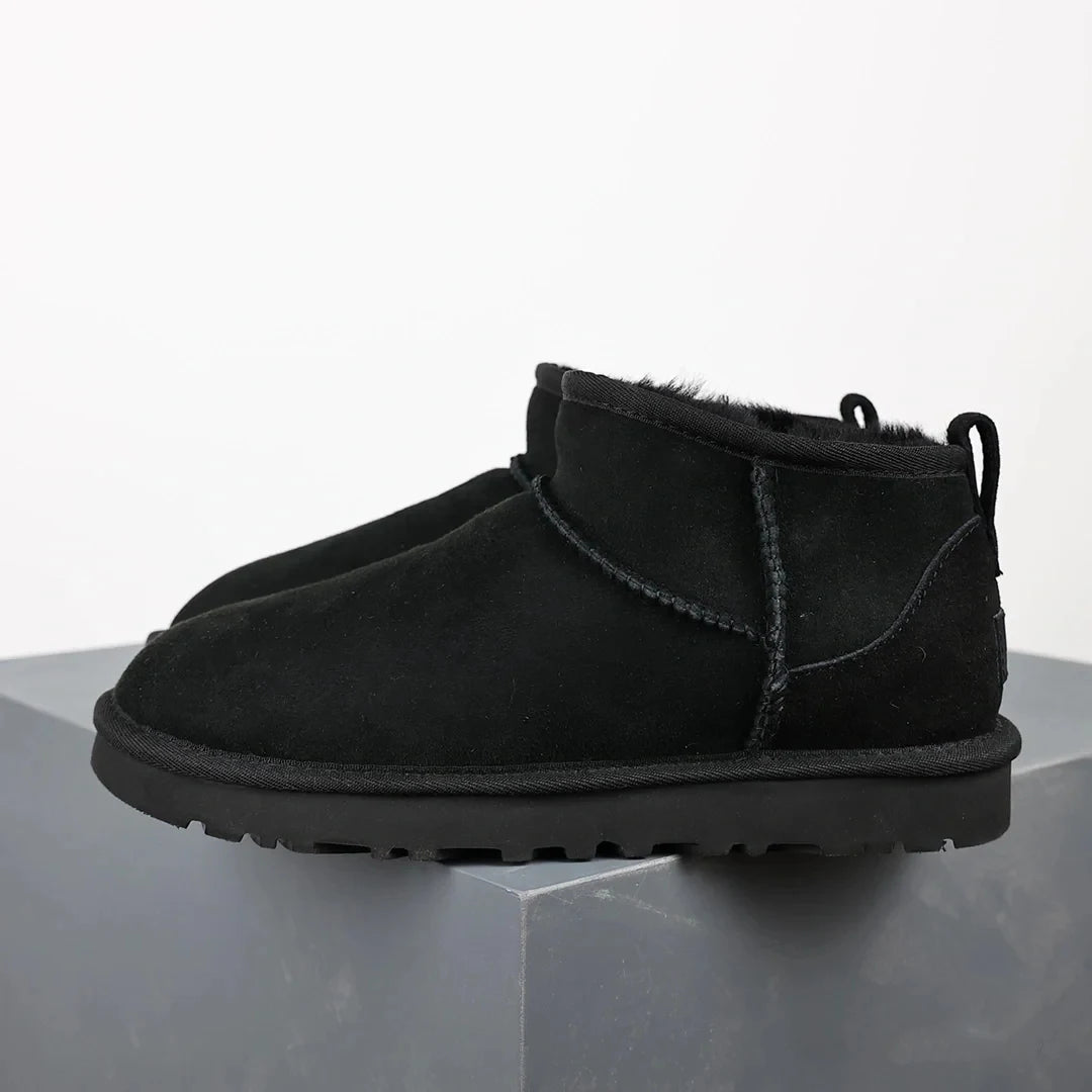 Women's Black Ankle Boots with Cozy Fur Lining – Stylish Winter Platform Booties 0
