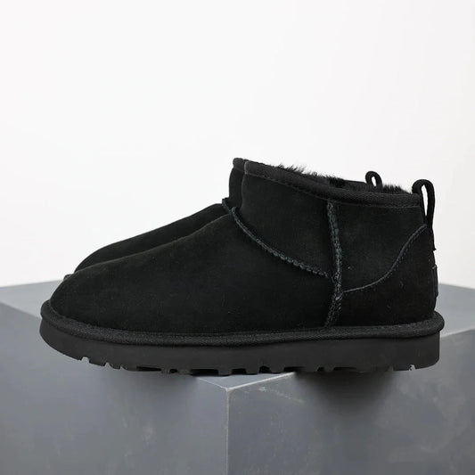 Women's Black Ankle Boots with Cozy Fur Lining – Stylish Winter Platform Booties 0