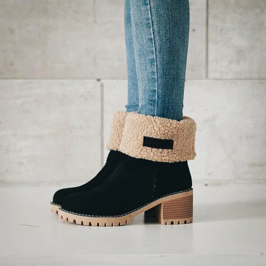Women's Block Heel Snow Boots - Stylish, Warm, and Waterproof Winter Footwear 0
