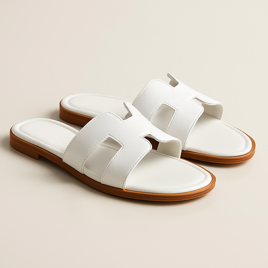 Women's Leather Flat Sandals with Adjustable Cut Out Straps – Comfortable Everyday Footwear for Warm Weather 0