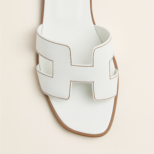 Women's Leather Flat Sandals with Adjustable Cut Out Straps – Comfortable Everyday Footwear for Warm Weather 1