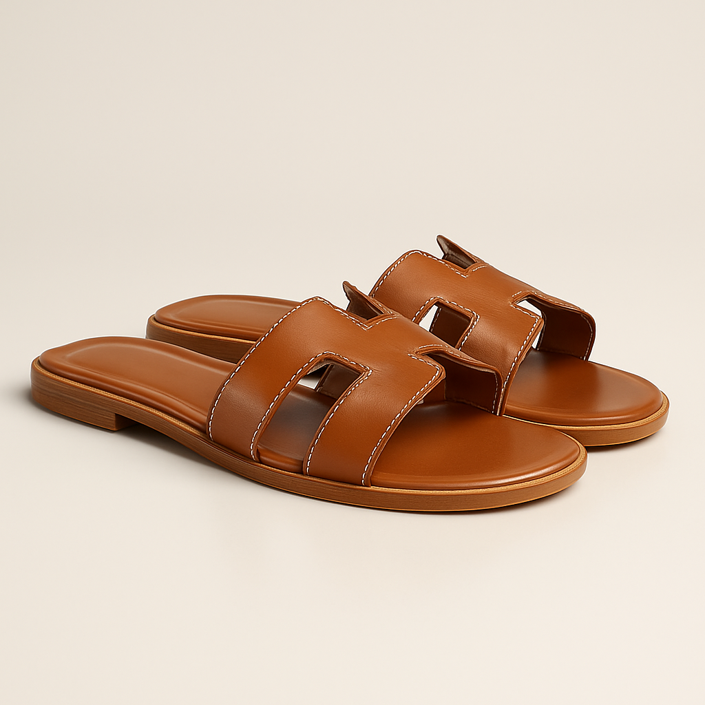 Women's Leather Flat Sandals with Adjustable Cut Out Straps – Comfortable Everyday Footwear for Warm Weather 8