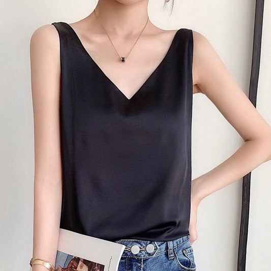 Women's Silky Soft Tank Top - Lightweight Breathable Sleeveless Design in White or Black 0